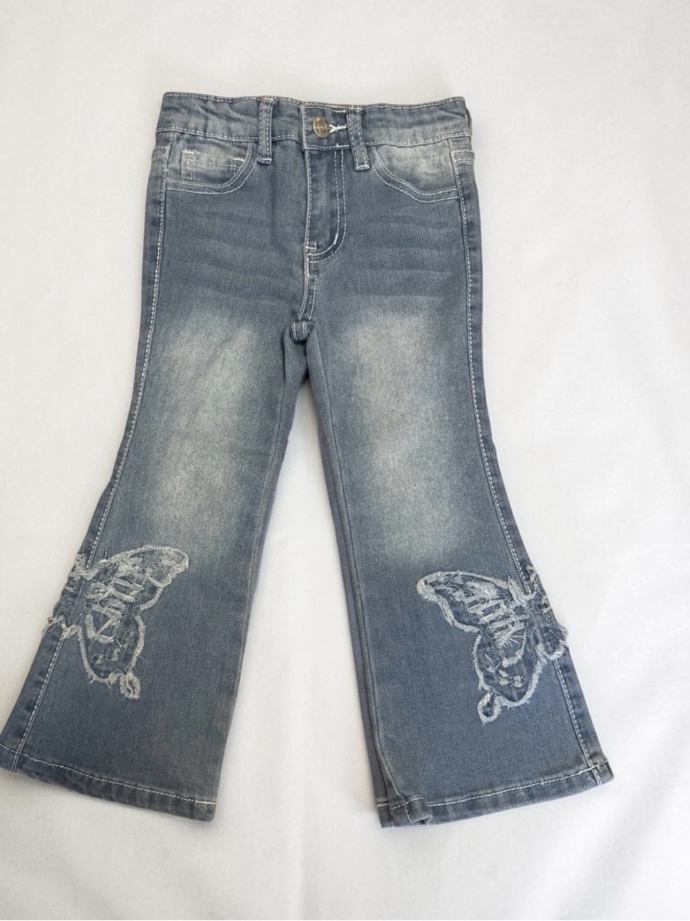 SOHO Blue 3T Butterfly Flare Jeans Embroidered Boho Bell Bottoms Boho coquette